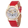 Cat Watch With Glasses Fashion Women Quartz Watches Relogio Feminino Leather Strap New Hot