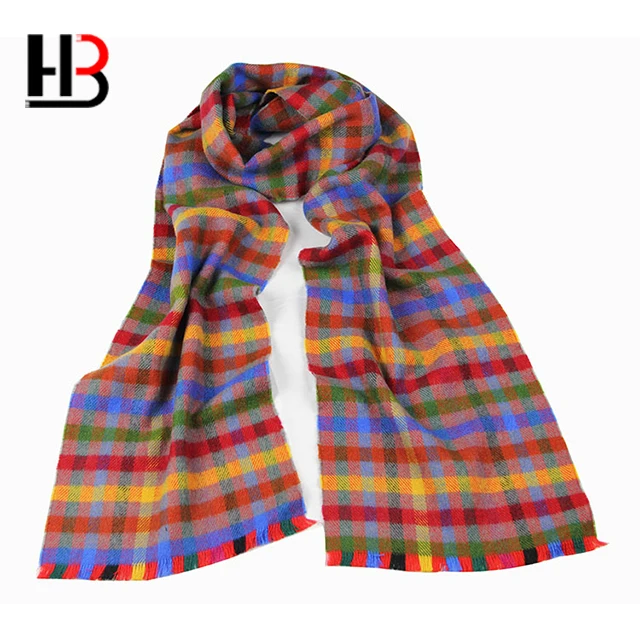 cheap winter mens woolen plaid scarf in promotion