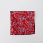 100% Polyester Red Printed Pocket Square With Paisley Design
