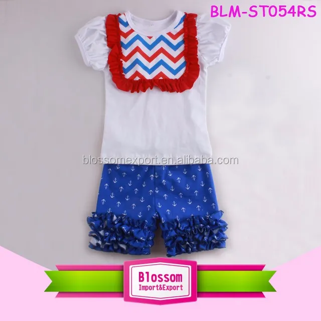 outfit puff sleeve bib top & anchor icing short sets baby