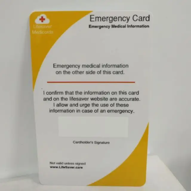 customized glossy finished pvc card emergency card red cross