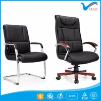 Canton Fair Leather Executive Swivel High Back Office Chair YS397 wooden armret base