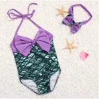 mermaid design baby girl bathing suit kids swimwear with headband