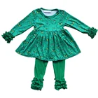 baby clothing Wholesale girls eyes printing tunic dress with icing pants kids boutique outfits children clothes set wear 2pcs