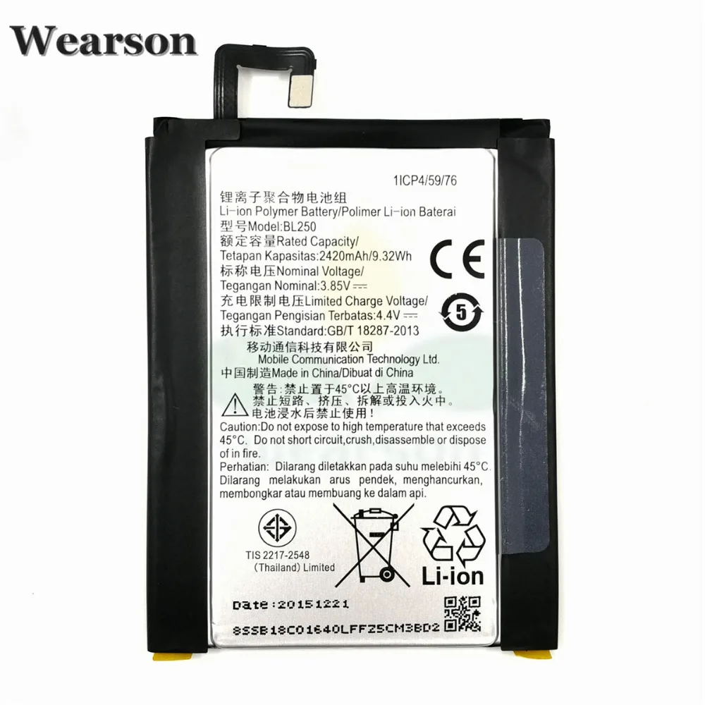 Wearson BL250 Battery For Lenovo Vibe S1 S1c50 S1a40 Battery 2420mAh Free Shipping With Tracking Number (2)