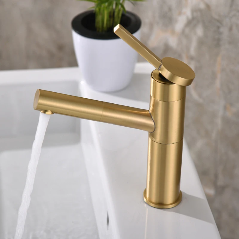 Wholesale Faucet Single Hole Brushed Golds Brass Pull Out Basin Mixer