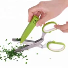 7.5"Professional Stainless Steel 5 Blades Kitchen tailor Scissors Herb Scissors With Comb
