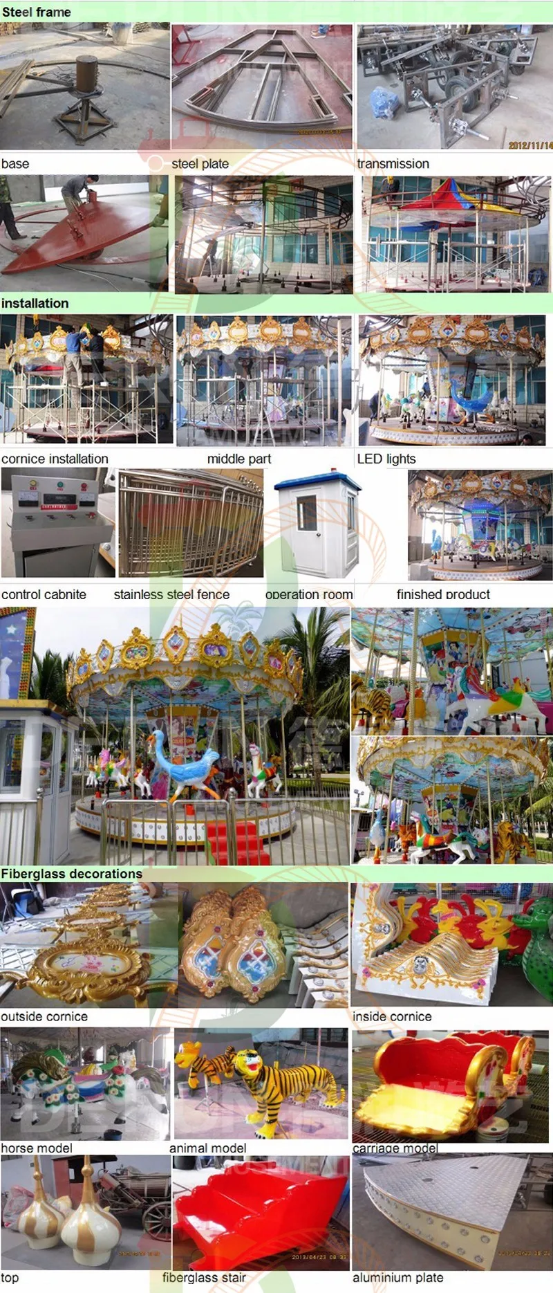DERUN RIDES Amusement Park Outdoor Merry Go Round Ride Musical Carrousel for Sale