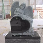 chinese single Angel heart design black and grey granite tombstone