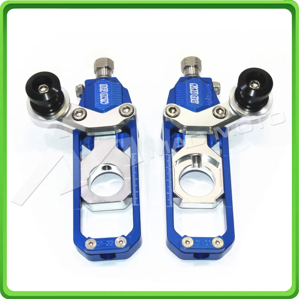 Motorcycle Chain Tensioner Adjuster with paddock bobbins for Kawasaki ninja ZX10R ZX-10R 2011 2012 2013 2014 2015 Blue&Silver (1)