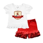 hot summer popular girls sets embroidered T-shirt pairs red short pants girls outfits