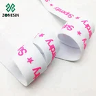 Bulk Sale Custom Pink Logo Printed White Polyester Webbing Elastic For Garment