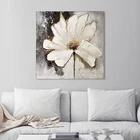 Oil Painting Unframed White Flower Single Panel Abstract Single Handmade Oil Painting For Wall Decoration