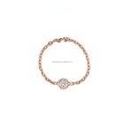 Ladies light rose gold full finger chain rings small cz diamond singer stone ring jewelry gifts
