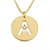 Birthday Gifts 24K Gold Plated Initial Cut Out Disc Necklace