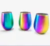 2019 Best colorful Rainbow Stainless Steel Stemless Wine Glasses/stainless steel wine cup travel mug/multi colored party cup