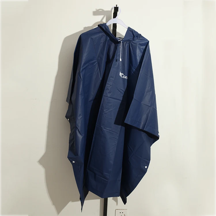 Hot Sale Waterproof Adult Promotional Peva Navy Blue Rain Raincoat