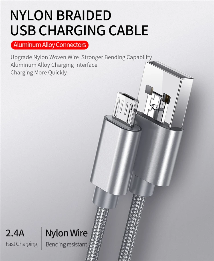 Hot Sale Custom Braided USB Cable Premium QC3.0 2.4A Fast Charger Sync Data USB C Cable For Android Micro USB Cable - ANKUX.COM
