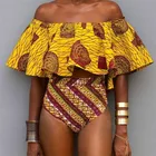 Strapless printing high waist bathing suits for women