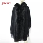 Fake faux fox fur long black scarf scarves