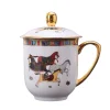 Western bone china coffee mug with dish custom printing ceramic mugs and lid