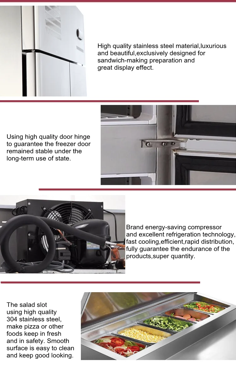 Stainless Steel 2  Door Undercounter Refrigerator Restaurant Table Workbench Fridge Freezers With Wheels