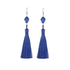Fashion women handmade long tassel drop earring silk with bead