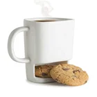 Personalized used plain white bulk blank mug coffee mug with cookie holder for breakfast