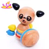 funny children wooden toy spinning top with animal shape W01B011