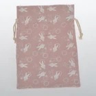 Recyclable Cheap Mini Nature Color 100% Cotton Fabric Rabbit Design Drawstring Dust Bag