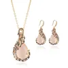 Women Gift Fashion Peacock Shape Pink Gemstone Jewelry Sets High Quality Gold Plated Color Rhinestone Party Jewellery Set