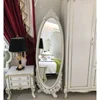 Antique style white color solid wooden framed full length mirror in bedroom