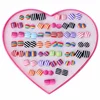 Korean style 36pairs set heart gift box packing cute colorful stripe plastic resin stud earrings