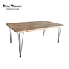 Reclaimed wood top metal iron hairpin leg dining room table