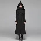 wy-1046 PUNKRAVE Gothic Long Woolen Coat women black coat women winter christmas jacket