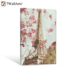 Seven Wall Arts Paris Spring Giclee Print Cherry Blossom Pink Eiffel Tower Canvas Painting for Home Decor