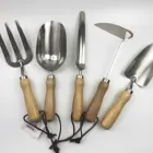 garden stainless tools with wooden handle