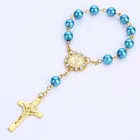 Fashionable Blue Red Pinnk Colorful Glass Pearl Beads Mini Rosary,Religious Bracelet Rosary