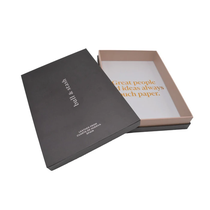 custom high-end note book paper box rigid cardboard packaging