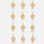 best friend necklaces brass jewelry gold coin dog tag necklace with zircon zodiac