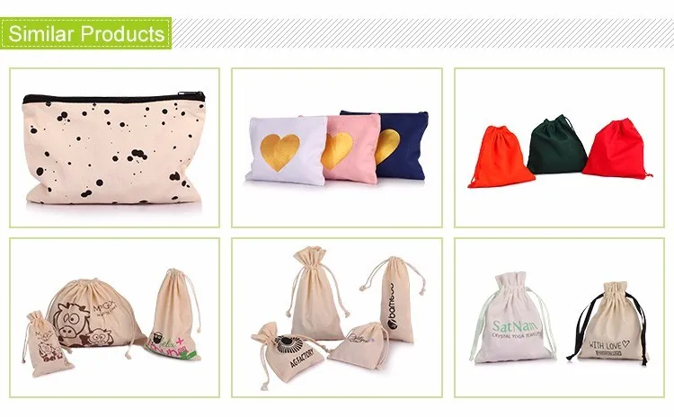 wholesale reusable natural cotton fabric drawstring bag for