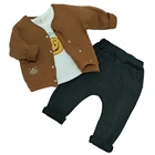 wholesale spring new products smiling face three-piece clothes for kids boys clothing set kid wear with high quality