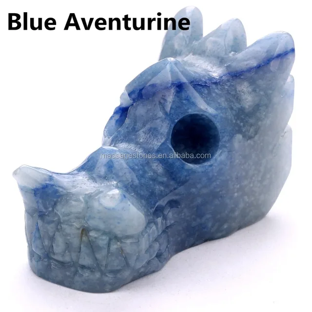 blue aventurine hand carved gemstones dragon skulls statues