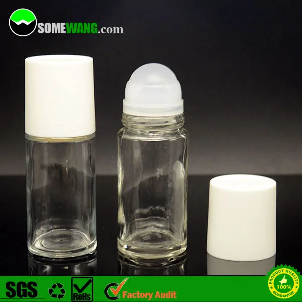 50ml Cylinder Deodorant Glass Roll On Bottle With Biodegradable Corn