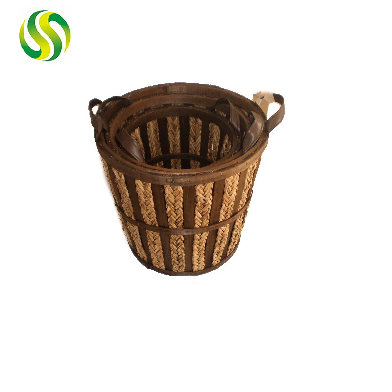 latest design wicker waste basket for storage garbage