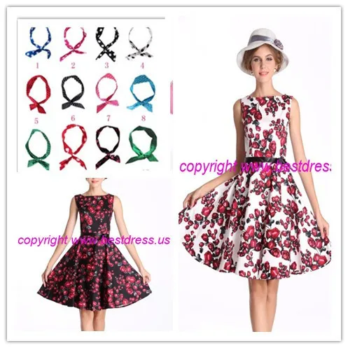 Bestdress walson wholesale red rose printing rockabilly dress for party wear clothes