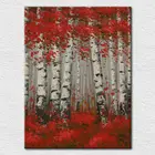 Factory provide directly craft red art / knife painting birch forest