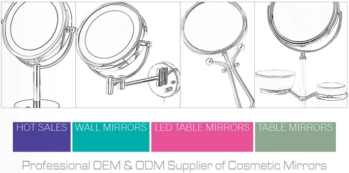 Professional led metal mirror bathroom led table mirror