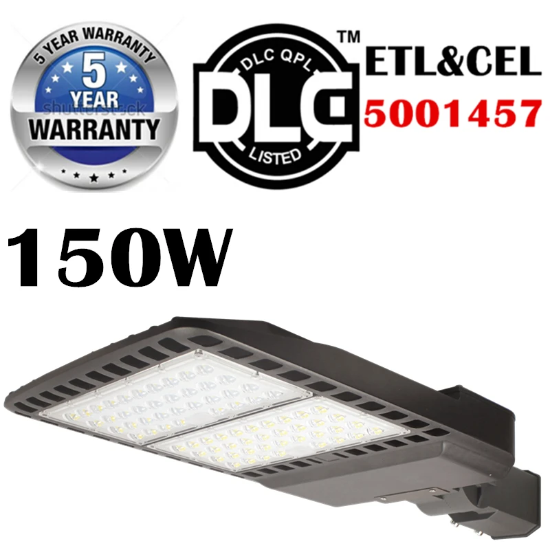 ETL DLC listed 5 years warranty high power 130lm/w led shoe box street light 60w100w 150w 200w 250w 300w