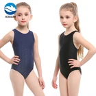 Solid color wholesales waterproof competition bikini swimsuit kids beachwear bathing suits racing swimwear for girls